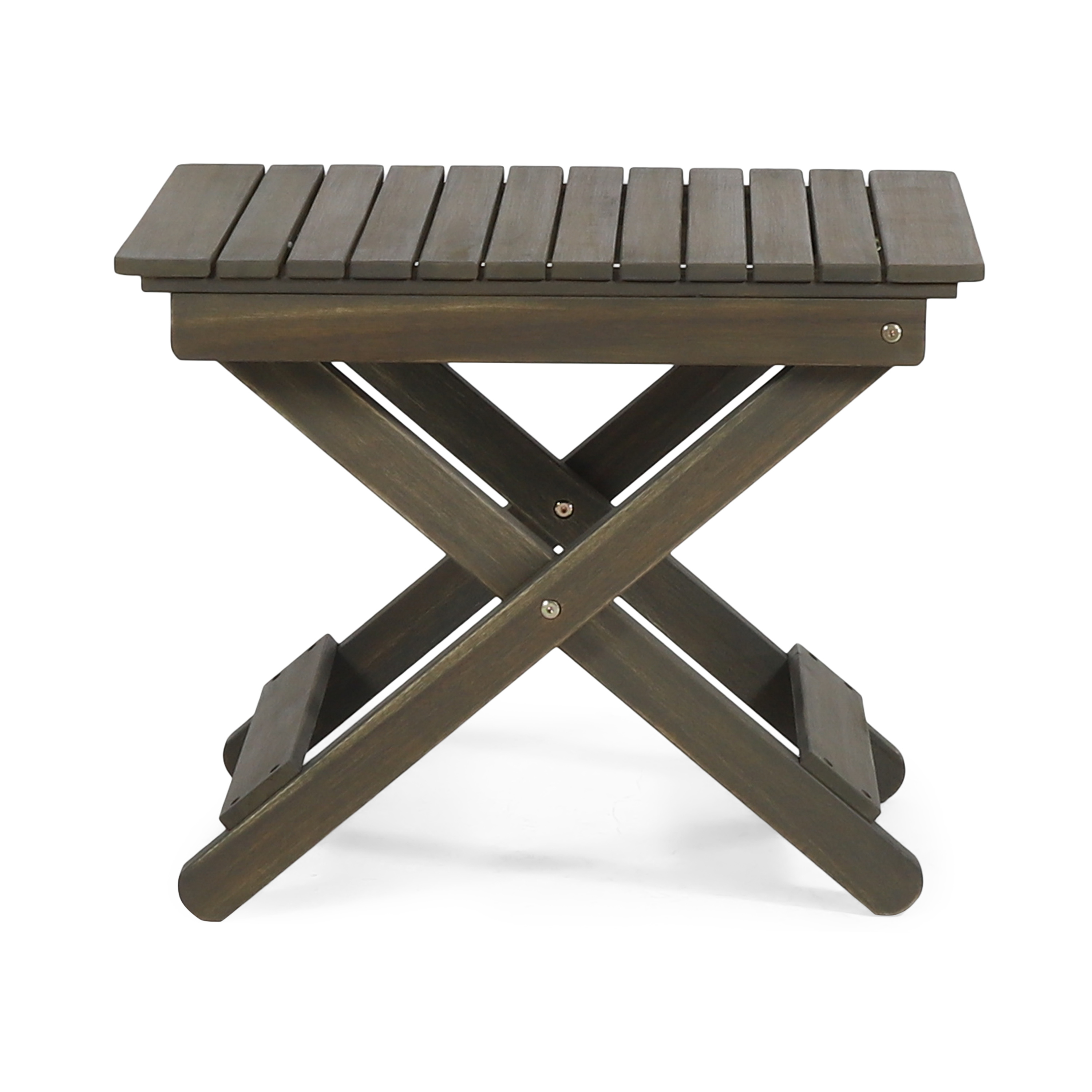 Gray wooden side table in clean front view