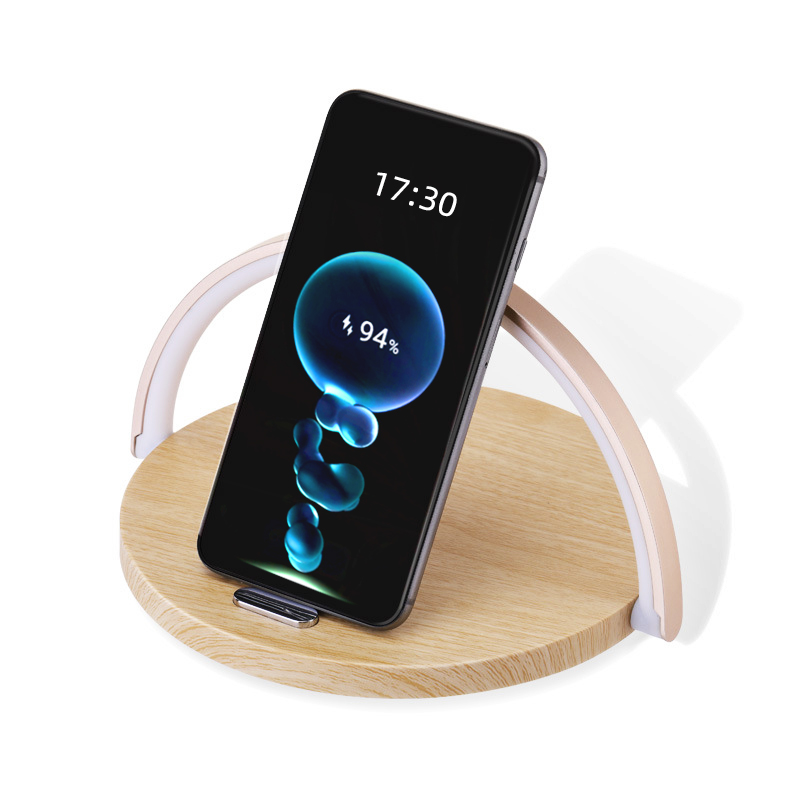 Rainbow Light Wireless Charging Home Desktop Circular 15W Fast Charging Night Light Phone Stand