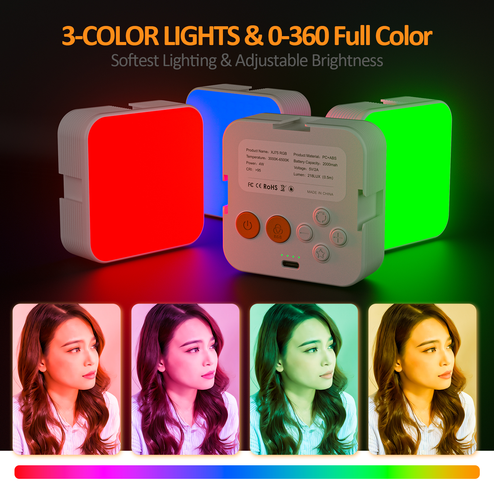 Camera pocket light atmosphere mini RGB mobile phone fill light live VLOG video conference