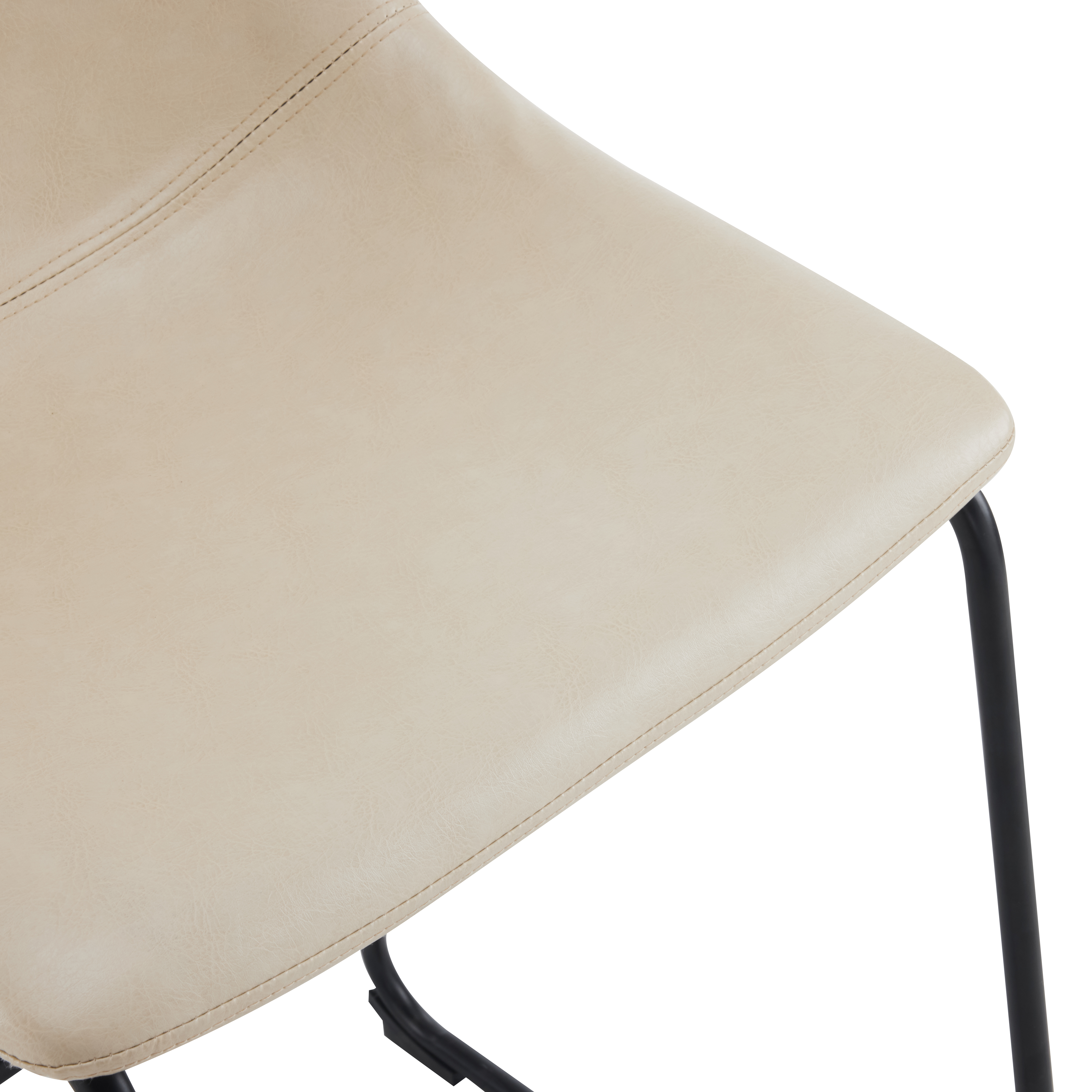 Cream faux-leather seat with contrast stitched edge