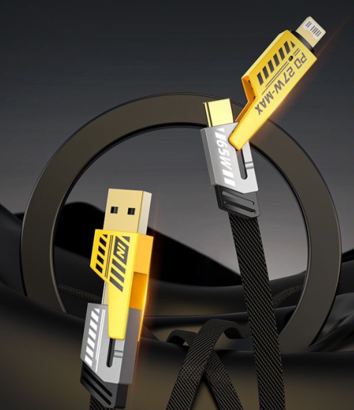 4-in-1 Fast-Charging Cable, PD27W + Type-C 65W 3