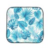 Car sun shade featuring blue tropical leaves pattern, two pieces, UV protection.