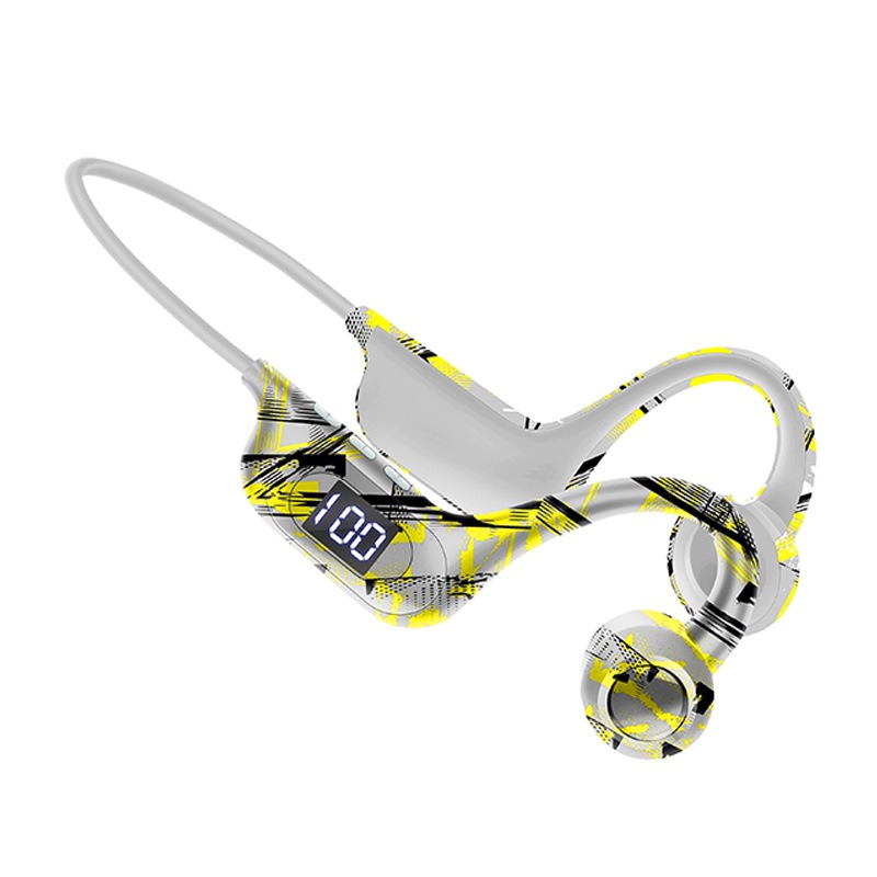 AKZ-G9 Graffiti Bone Conduction Wireless Bluetooth Earphones Insert Card Digital Display Hanging Ear