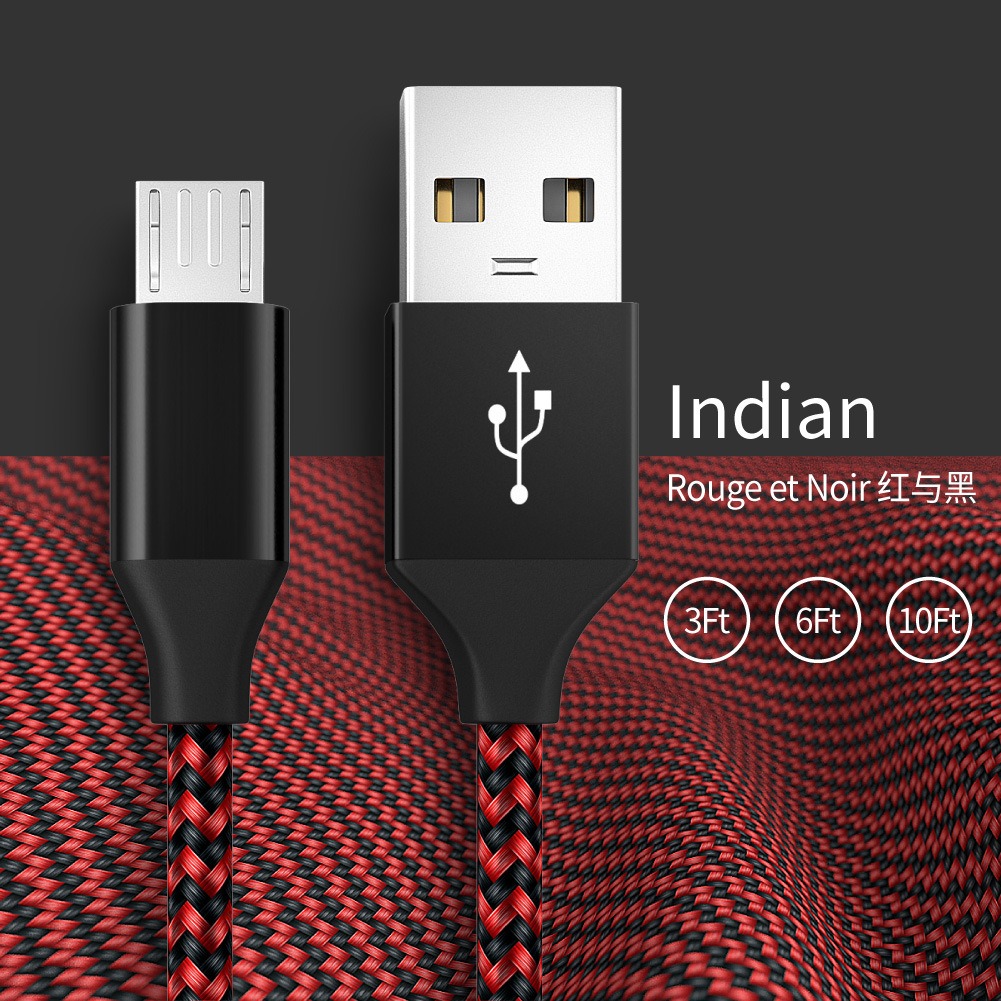 V8 Micro-USB Fast-Charging Cable, Braided Aluminum 6