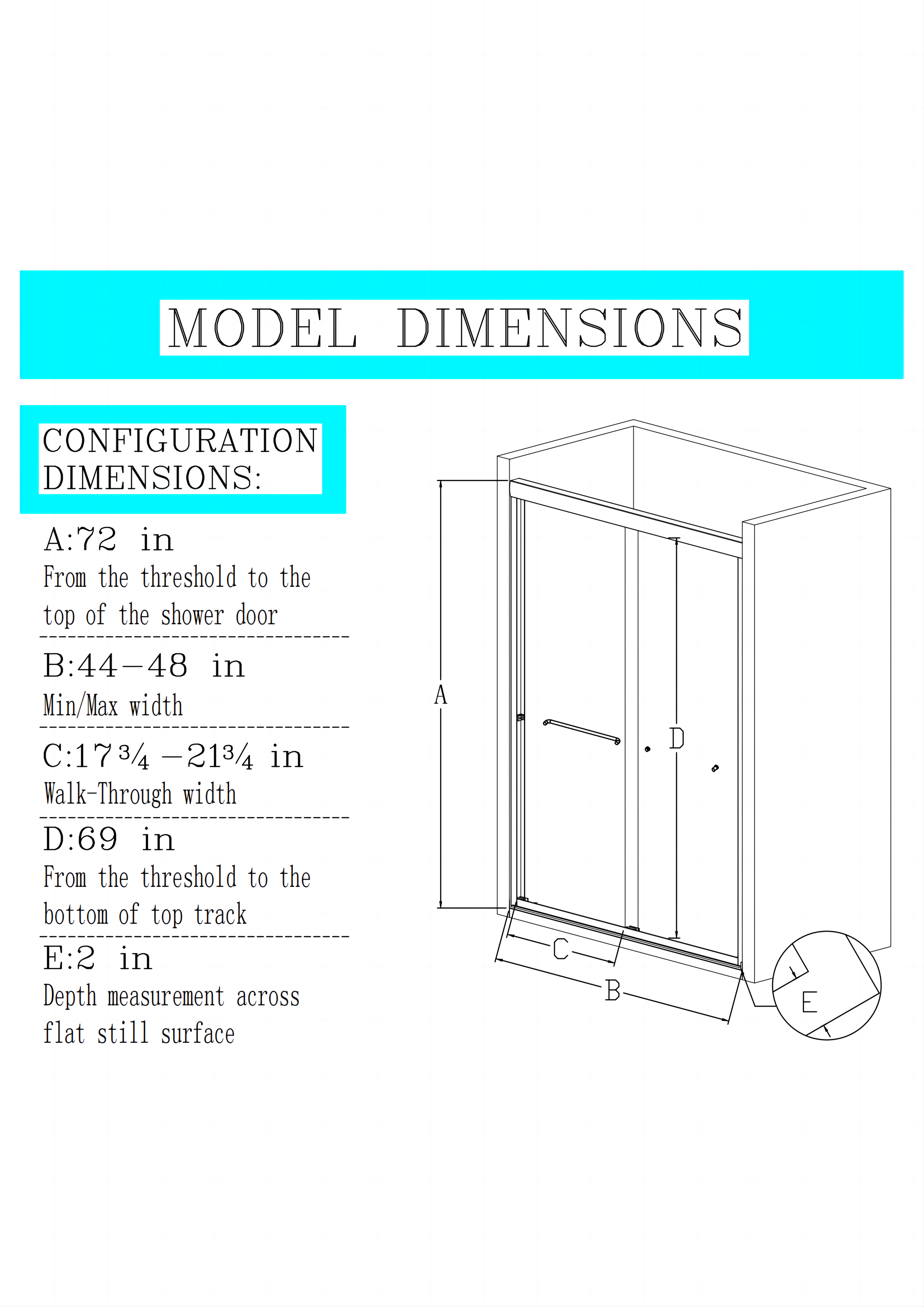 Diagram of door width, height and walk-through range