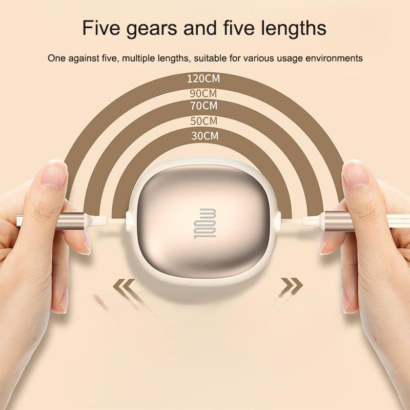 Retractable Aluminum 1-to-3 Fast-Charging Cable, 100W 3