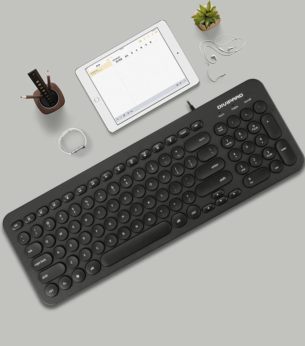 D520 Silent Wired Esports Keyboard USB Ultra Thin 104 Key Business Office Retro Punk Computer Gaming