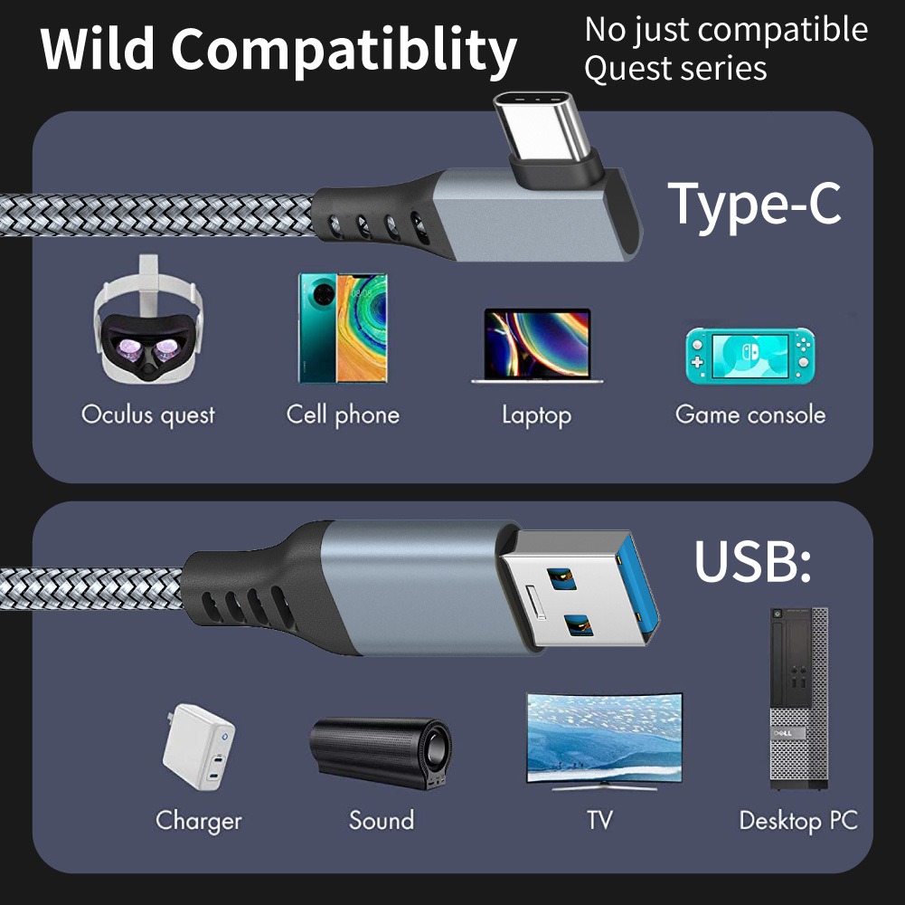 Oculus Quest 2 Link Cable for VR Gaming 3