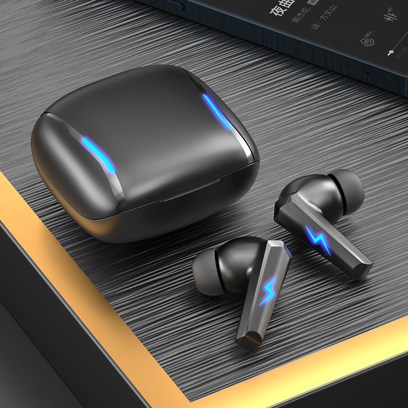 TWS wireless Bluetooth earphones with long battery life, in ear gaming, noise reduction, and low