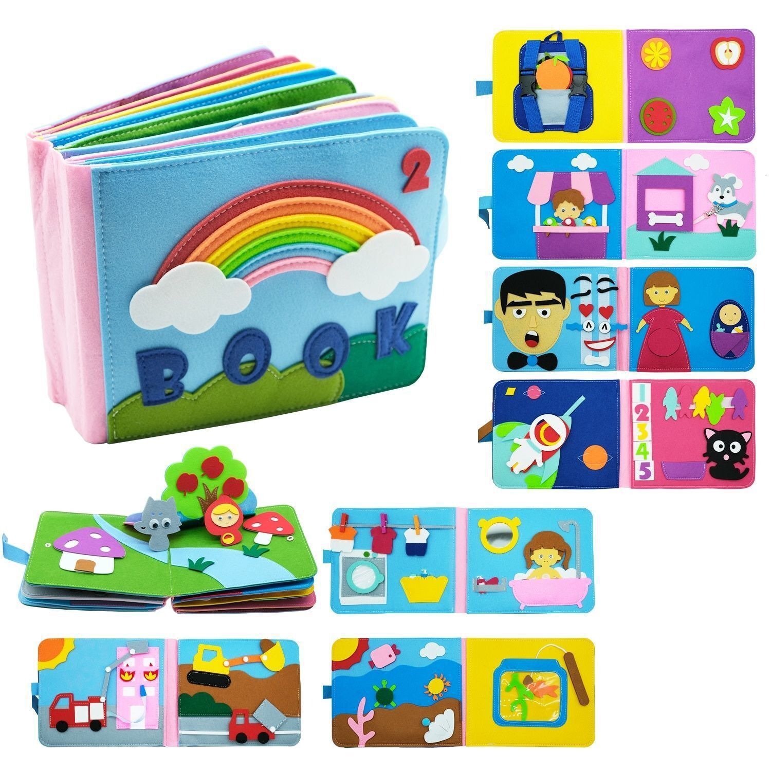 Felt cloth book three-dimensional early education book kindergarten rainbow Montessori children's