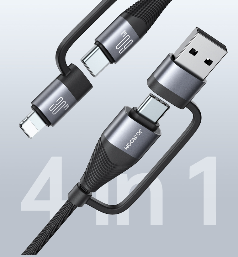 Aluminum-Alloy 4-in-1 Fast-Charging Cable, 60W 4
