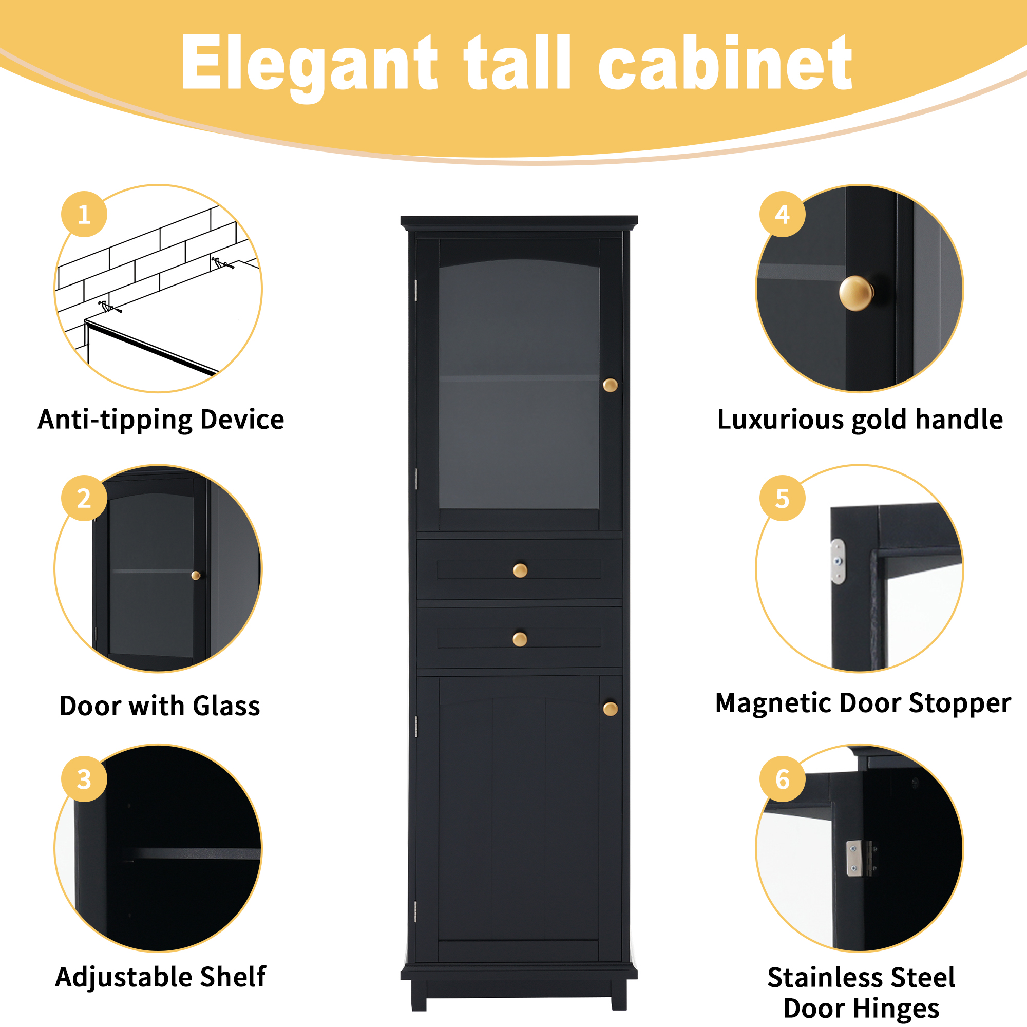 Infographic of anti-tipping device and hardware features