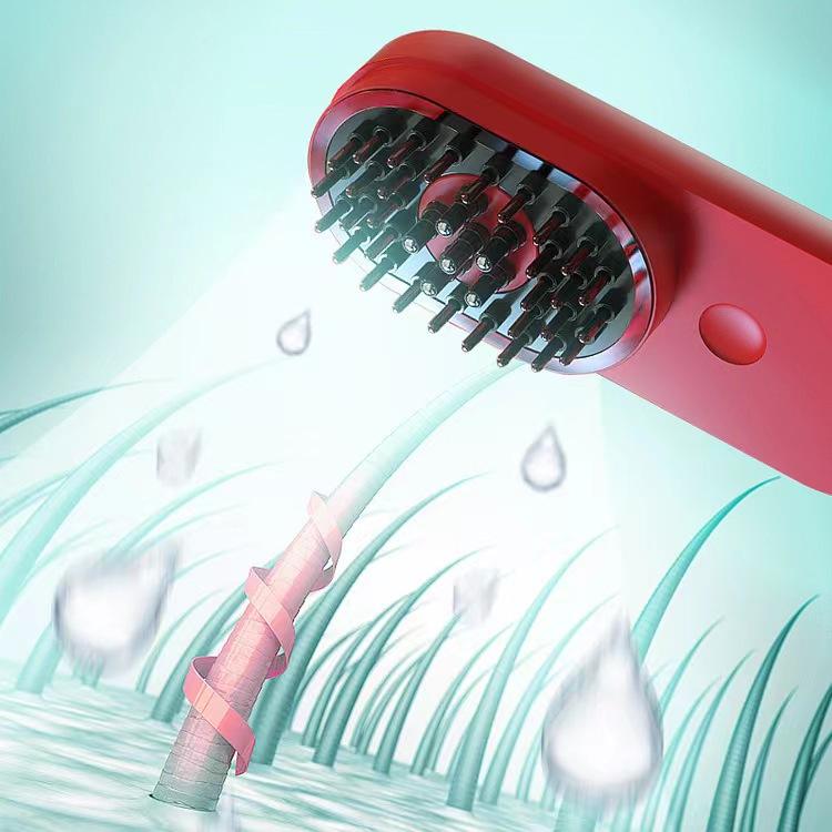 Brush tips delivering liquid droplets onto a scalp