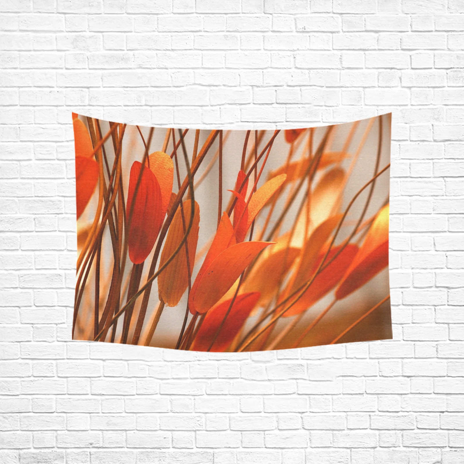Cotton Linen Tapestry 40x30 Autumn Foliage Wall Hanging, Warm Room Decor