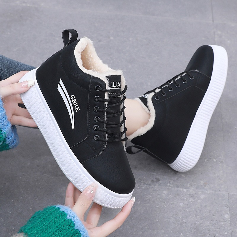Velvet high top cotton shoes for women thick sole thick versatile Korean version snow cotton boots for women image 5