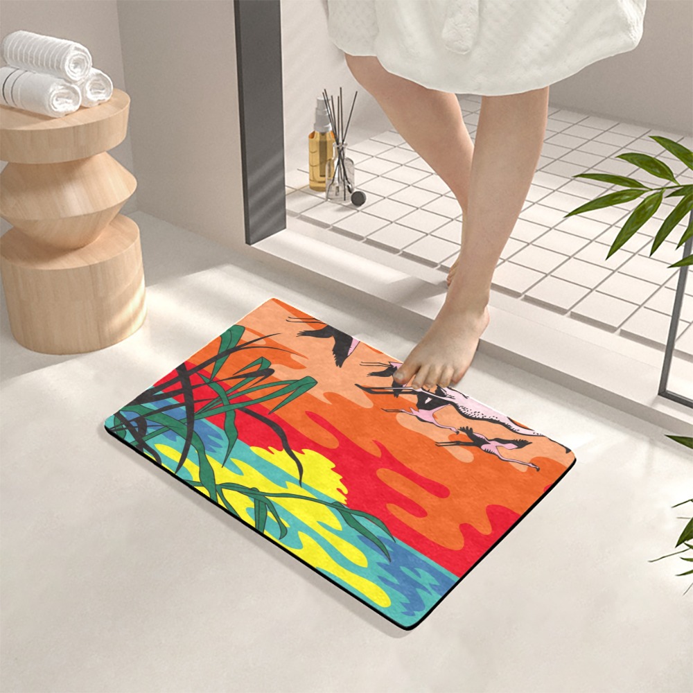 Made In QUEEN doormat with colorful abstract design, non-slip and absorbent