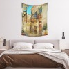 Cotton linen tapestry 30x40 inches featuring a European street scene, ideal for wall decor.
