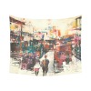Cotton Linen Wall Tapestry - Abstract Street Scene, USA Made, 60x51 inches