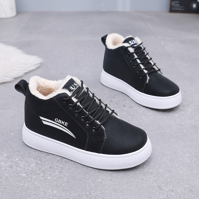 Velvet high top cotton shoes for women thick sole thick versatile Korean version snow cotton boots for women image 4