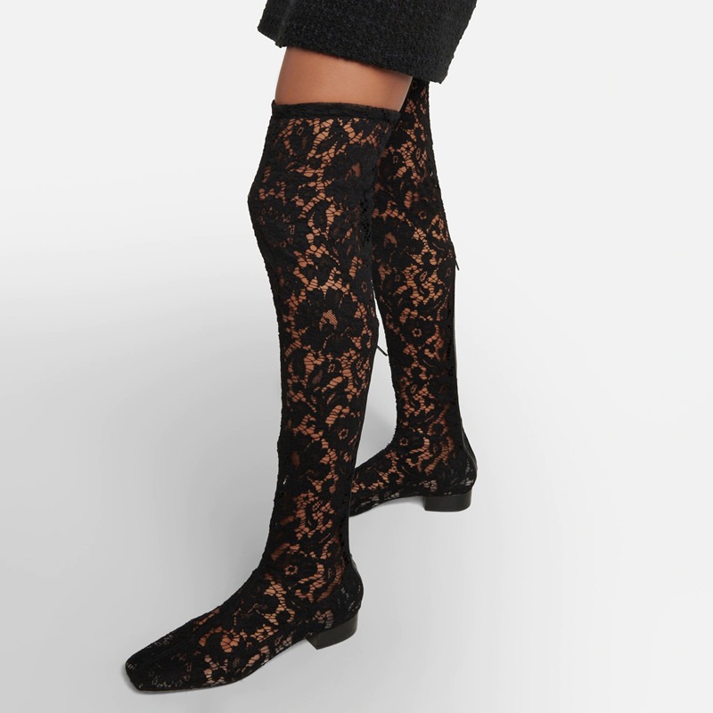 Brand Spring Autumn Low Square Heel Round Toe Black Sexy Over The Knee Boots Dress Party Casual Shoes image 6