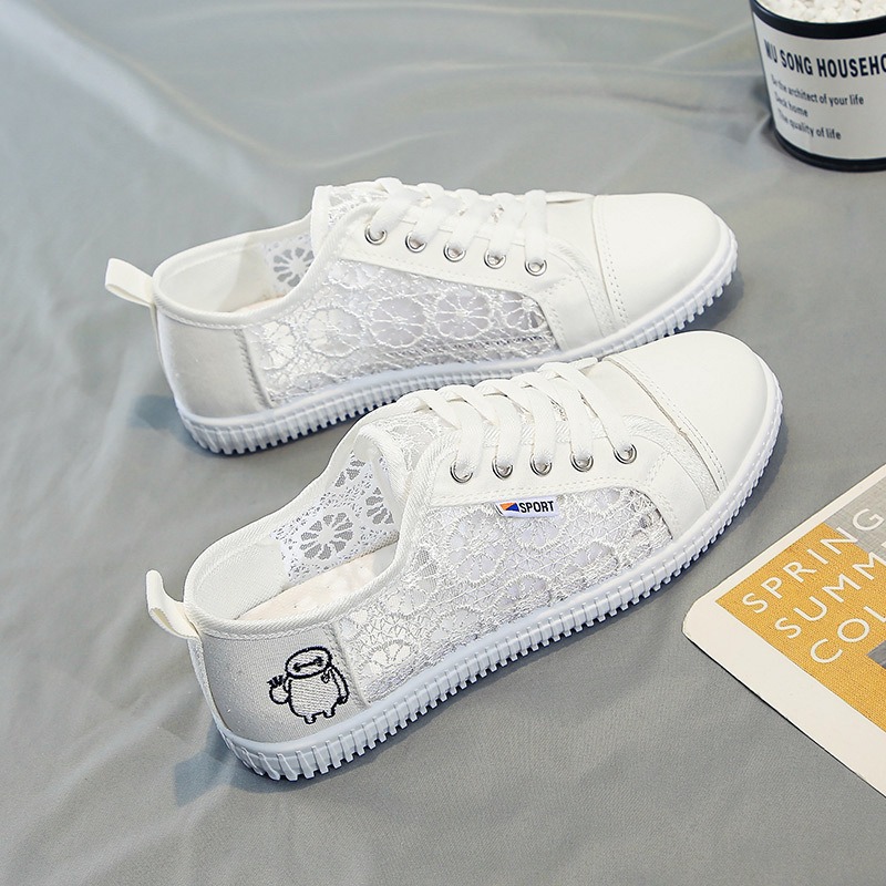Women's shallow mouth summer mesh lace mesh shoes breathable flat bottom women's shoes image 3