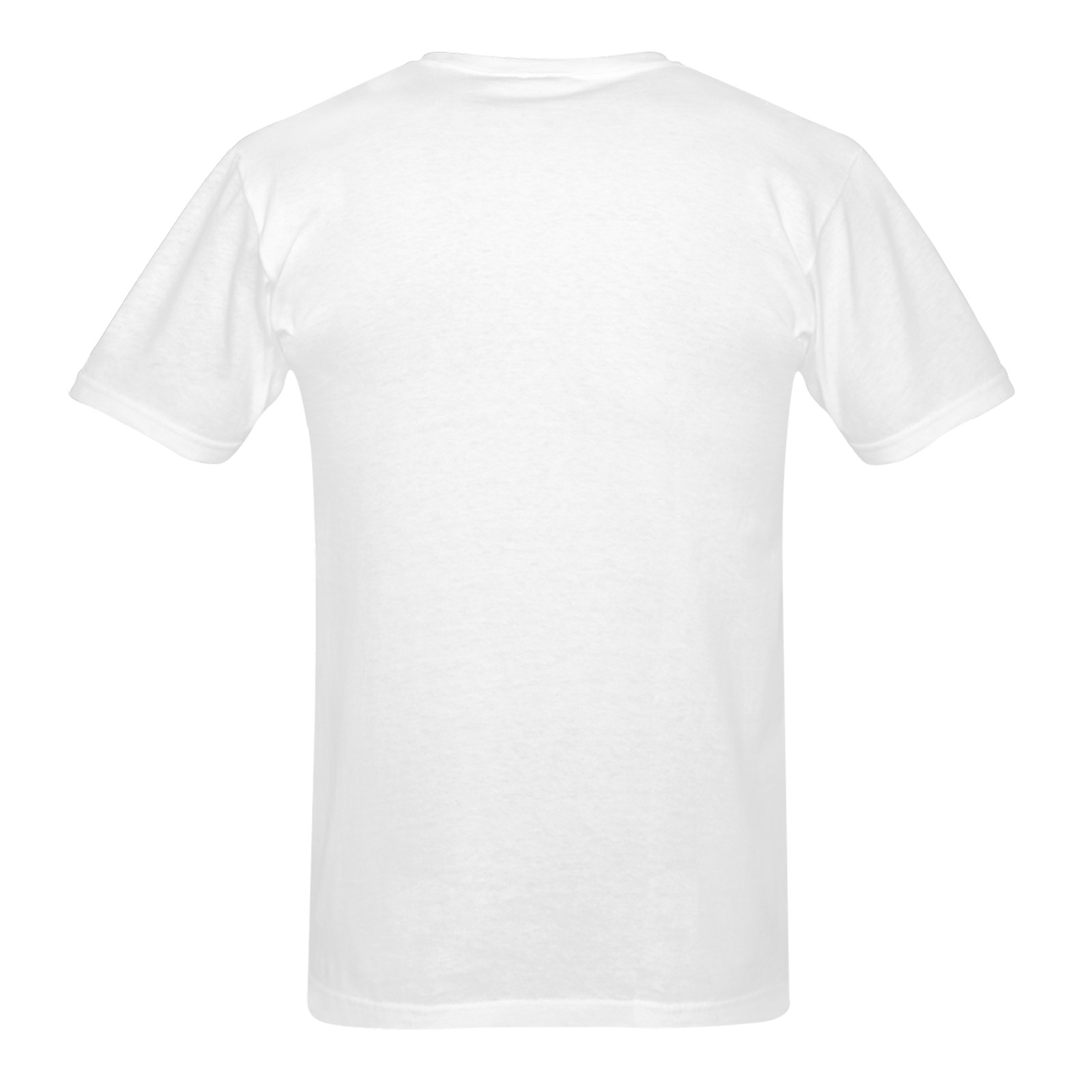 Men's White Heavy Cotton T-Shirt - Back View, blank tee for printing.