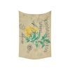 Cotton linen tapestry 60x40 with botanical illustration and RHODODENDRON spring text