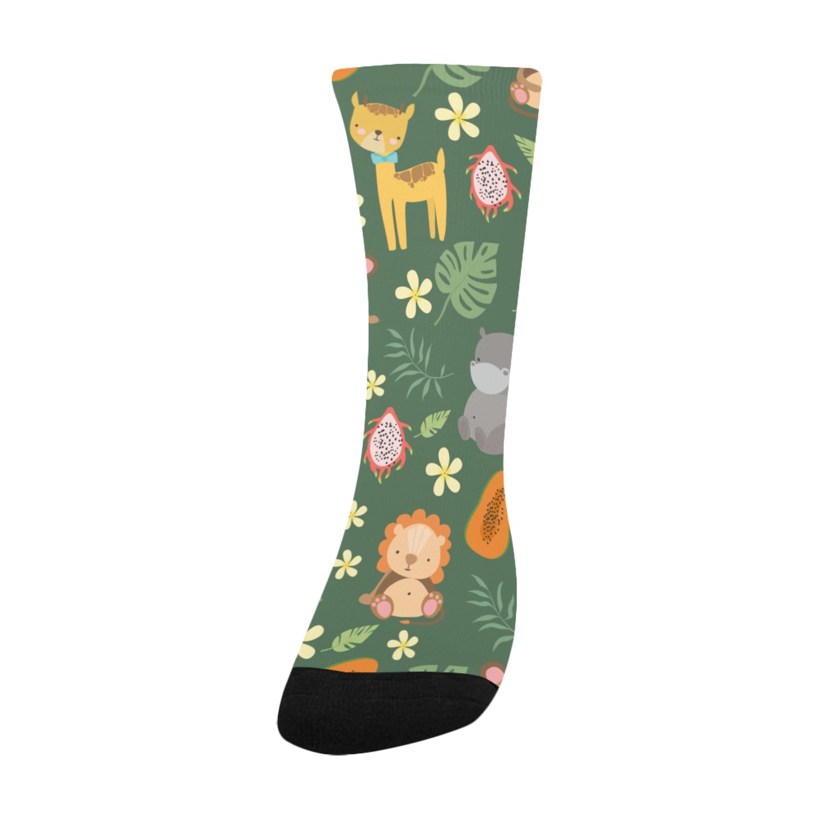 Kids' custom polyester socks with jungle animal print