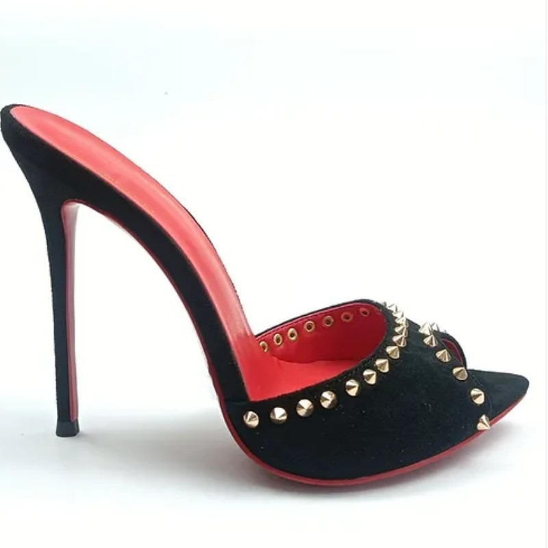 European and American Roman Rivet Stiletto Sandals Fish Mouth Set Feet Large Cool Slippers