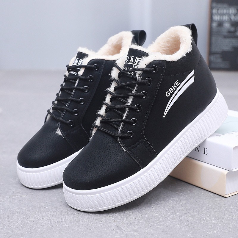 Velvet high top cotton shoes for women thick sole thick versatile Korean version snow cotton boots for women image 3