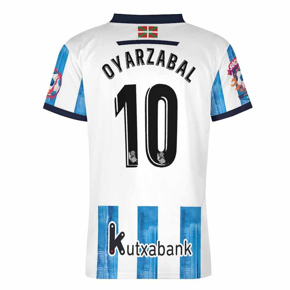 OYARZABAL football jersey with number 10, white and blue stripes, mesh fabric