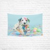 Dalmatian puppy tapestry with Easter eggs, peach skin fleece, 60x40 inch wall decor