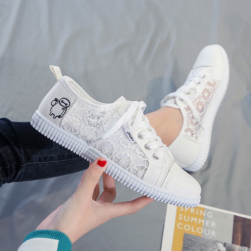 Women's shallow mouth summer mesh lace mesh shoes breathable flat bottom women's shoes image 6