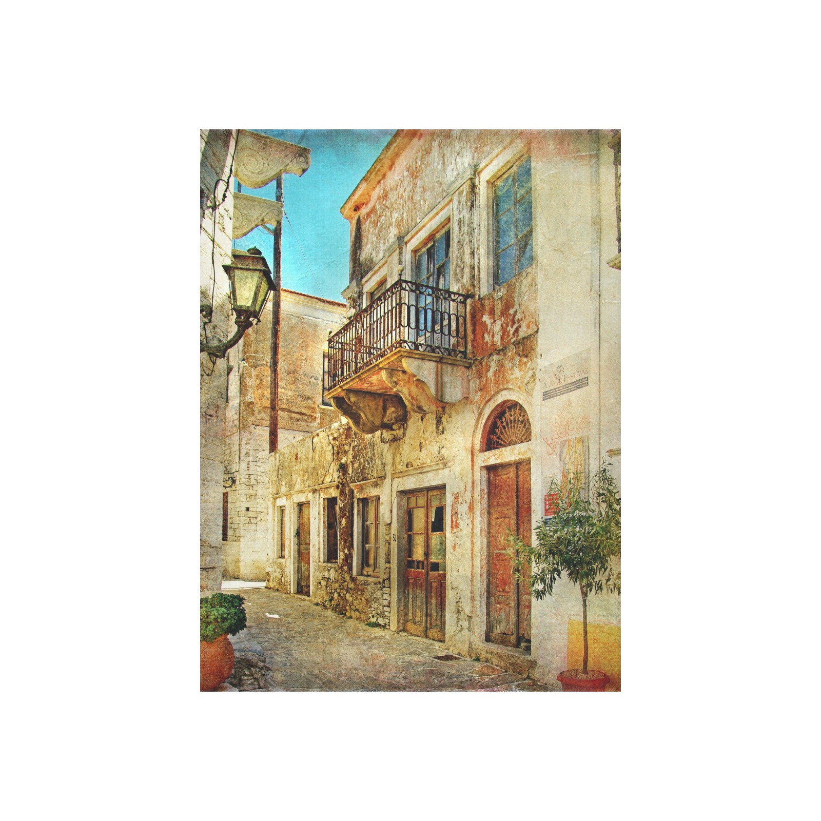 Cotton Linen Tapestry - European Street Scene 30x40 inch for Wall Decor