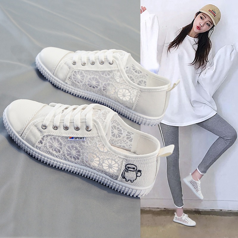 Women's shallow mouth summer mesh lace mesh shoes breathable flat bottom women's shoes image 7