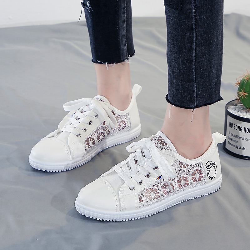 Women's shallow mouth summer mesh lace mesh shoes breathable flat bottom women's shoes image 5