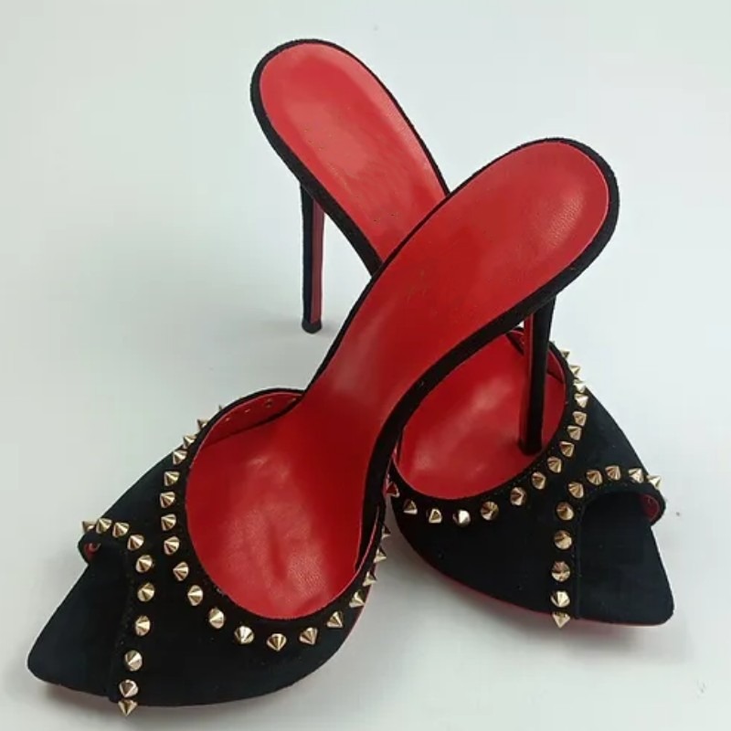 European and American Roman Rivet Stiletto Sandals Fish Mouth Set Feet Large Cool Slippers image 5