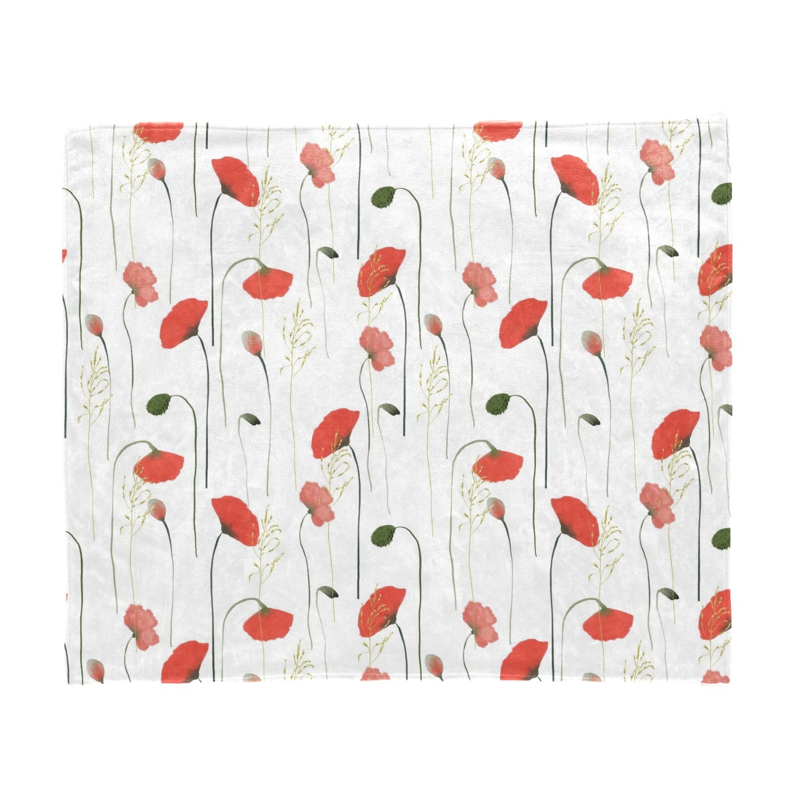 Ultra-Soft Micro Fleece Blanket with red poppy floral print, 60x50 inches, perfect for sofa or bed decor, USA made
