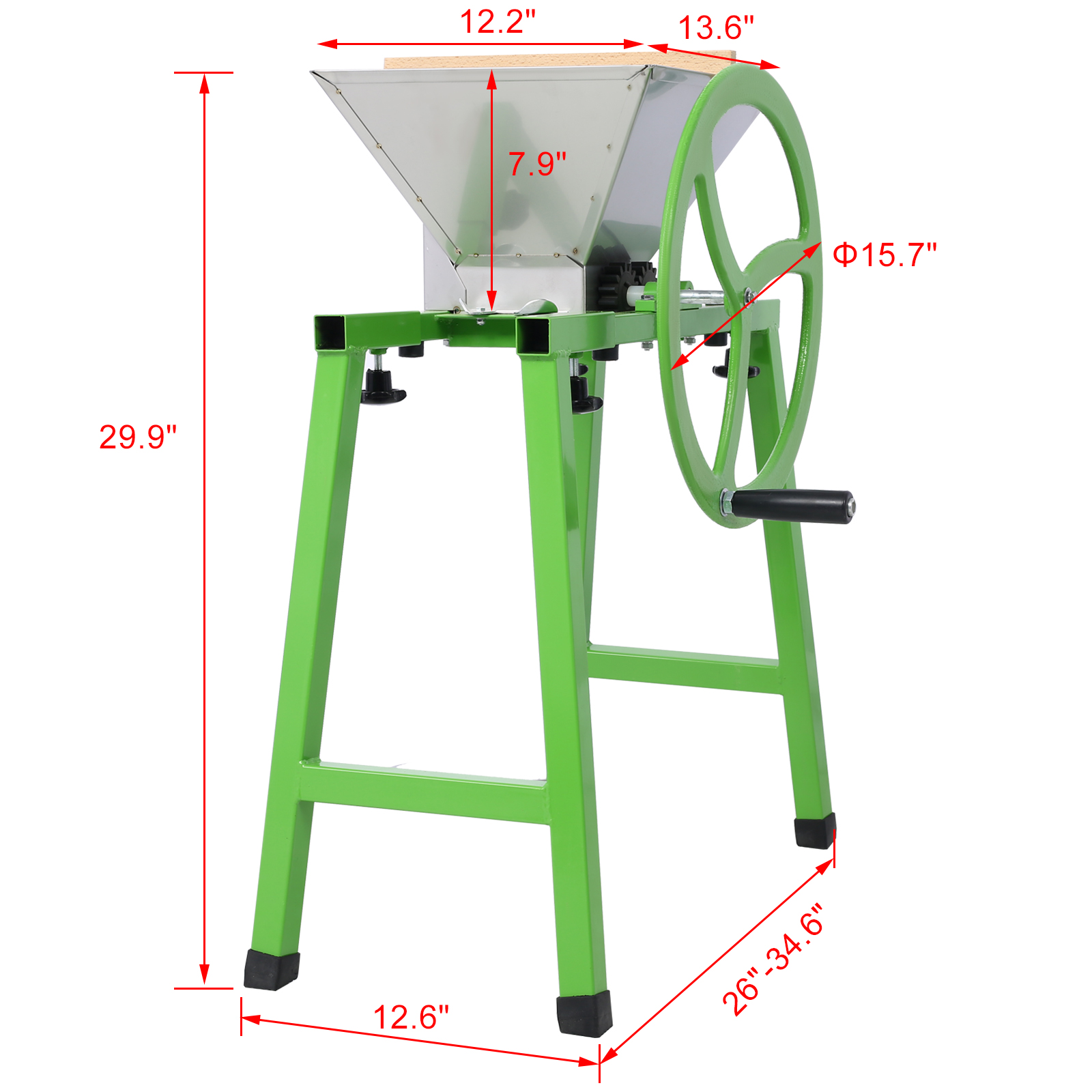 Green manual fruit crusher set up for a home pressing session