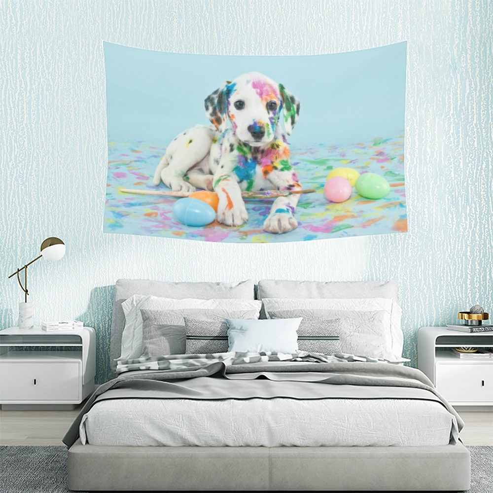 Dalmatian puppy tapestry, 60x40 inch, printed on peach skin fleece, for indoor decoration.