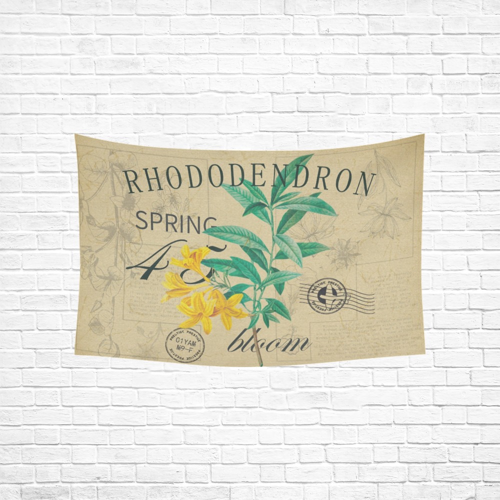 Cotton Linen Tapestry 60x40 with Botanical Design and Text