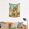 Cotton Linen Tapestry 30"x40" featuring a European street scene, perfect for wall hangings and home decor.