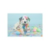 Dalmatian puppy wall tapestry with Easter eggs, peach skin fleece, 60x40 inch