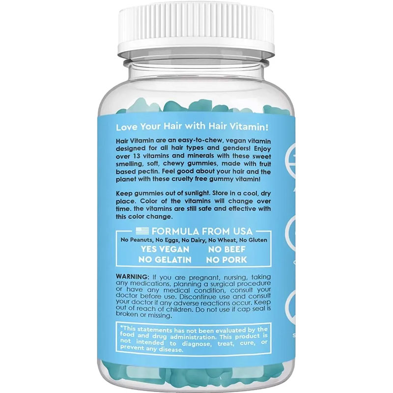 Back of bottle showing full product description, vegan certification, allergen information, storage instructions, USA formula badge