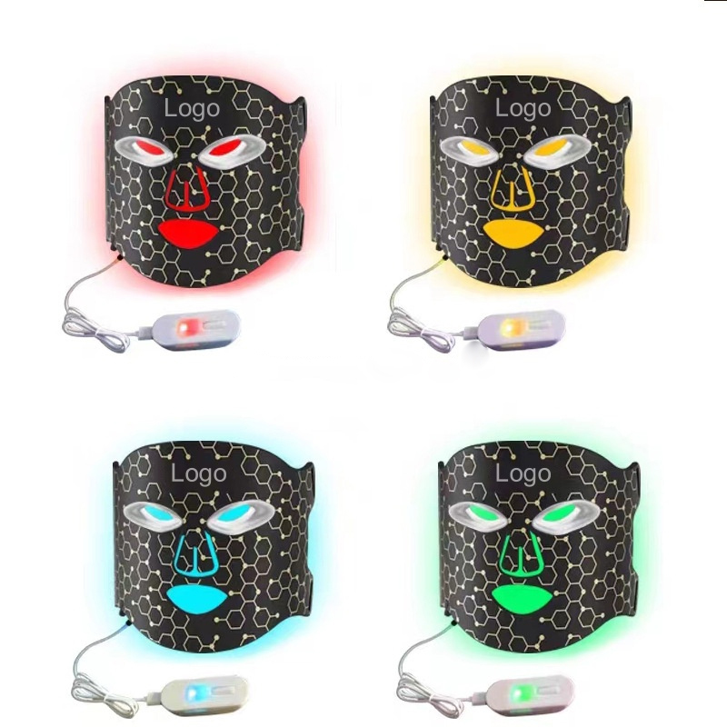 Lit LED mask in several colour modes beside the control unit
