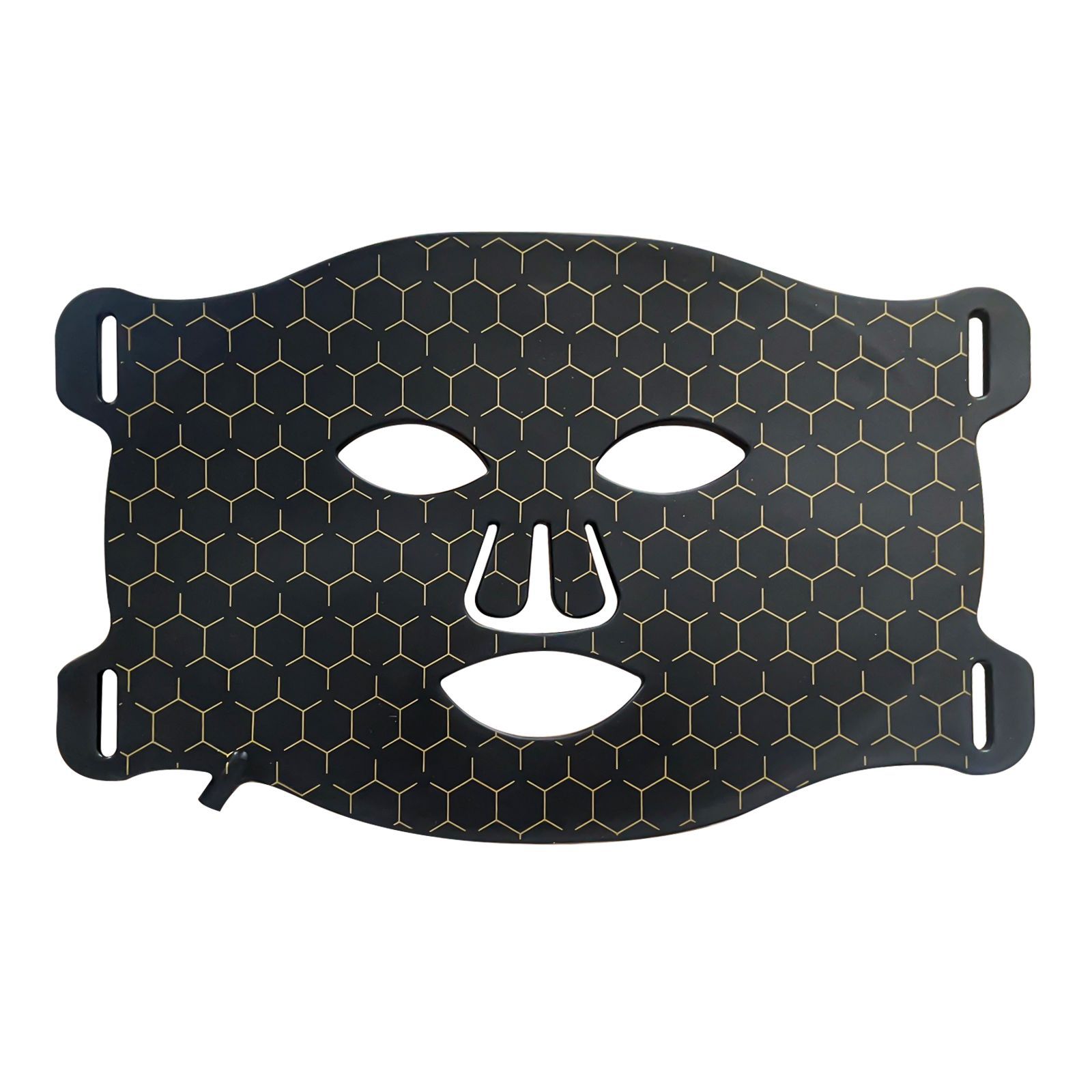Silicone LED mask with lit panels shown from the front