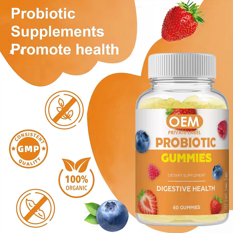 Marketing collage highlighting 100% organic certification and GMP quality badge with fresh fruit imagery