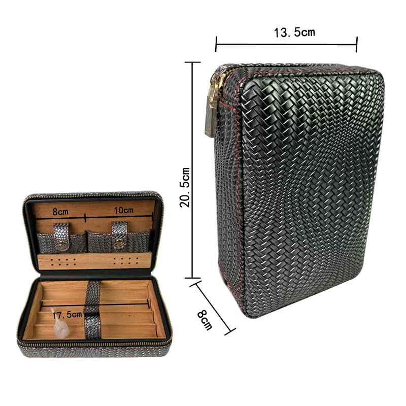 Loose cigars and tools scattered in a bag before a smoke