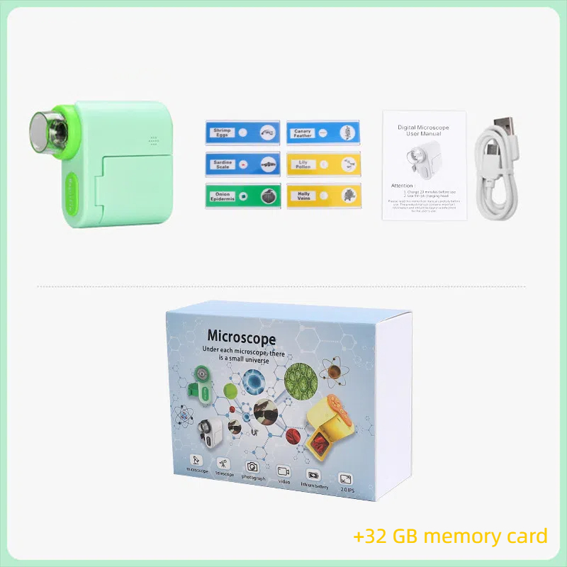 Handheld portable screen with camera microscope for children's science, high school students' toys