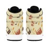 Custom-printed beige high-top sneakers for men. Space leather, lace-up design, perfect for casual wear.